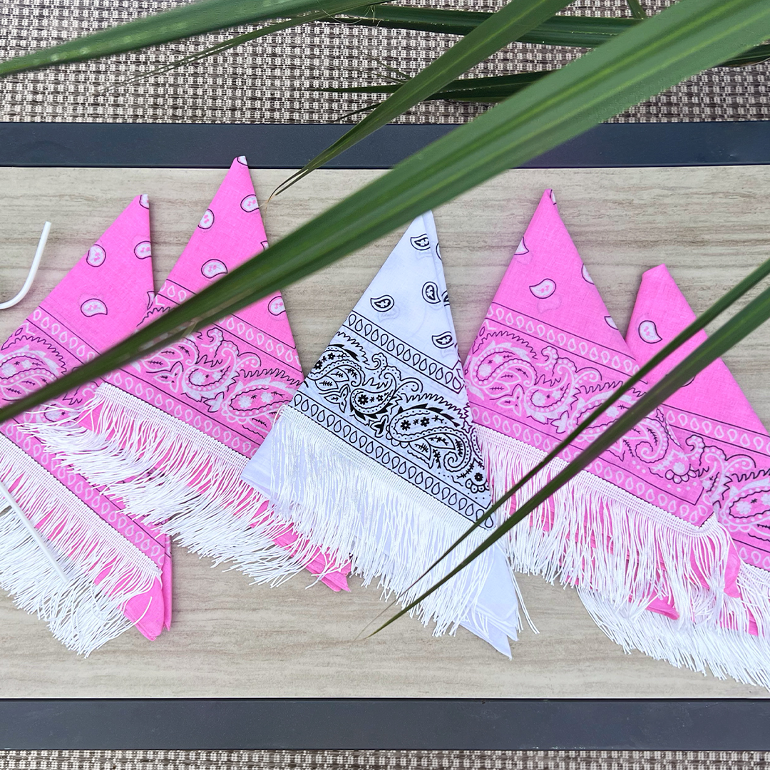 White cowboy fringe bandana