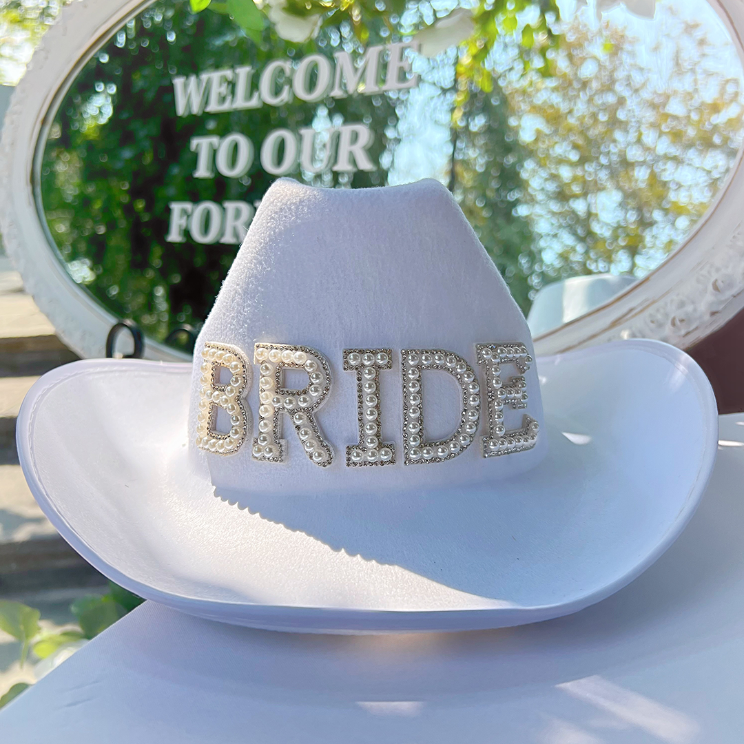 Bride cowboy hat