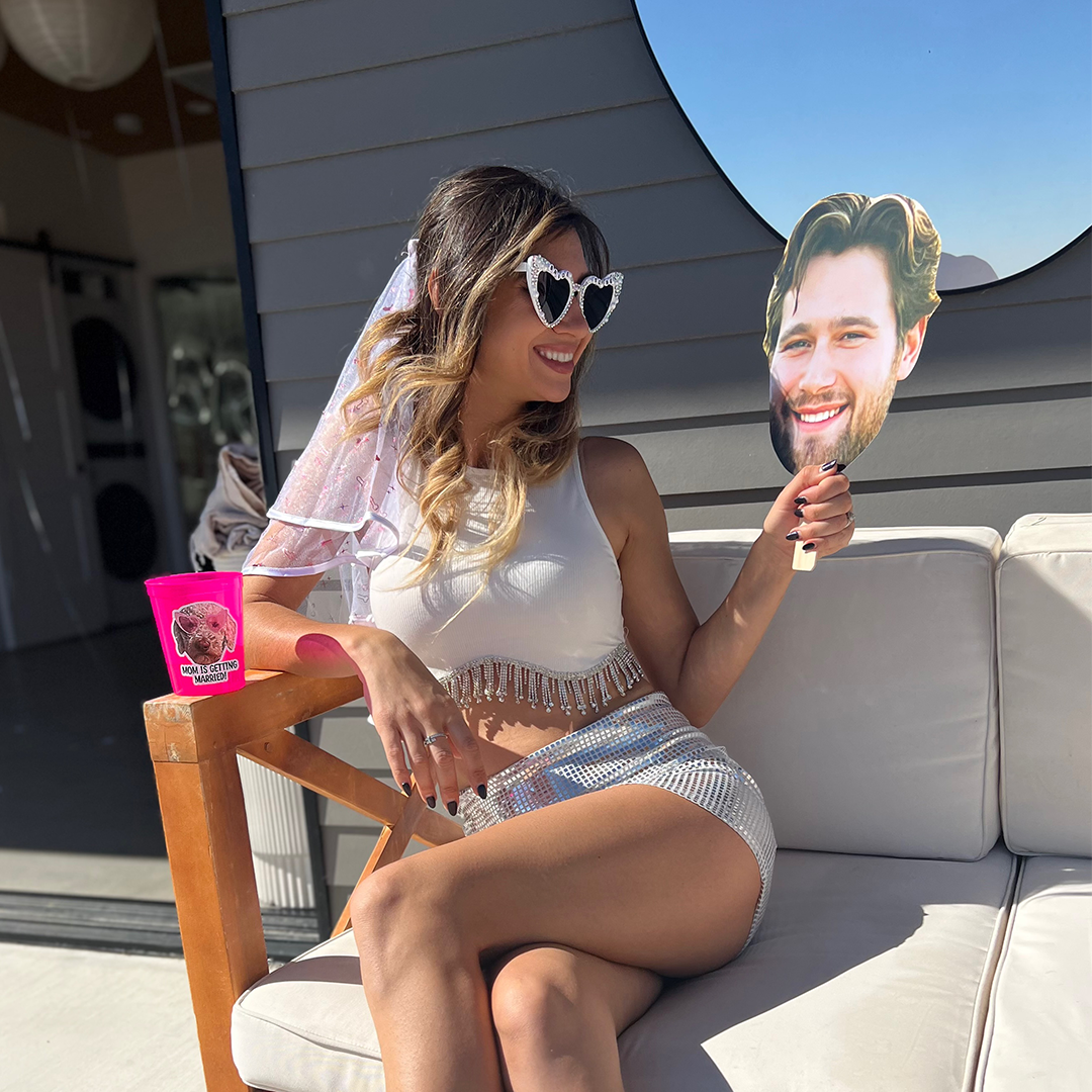 Wedding face on a stick