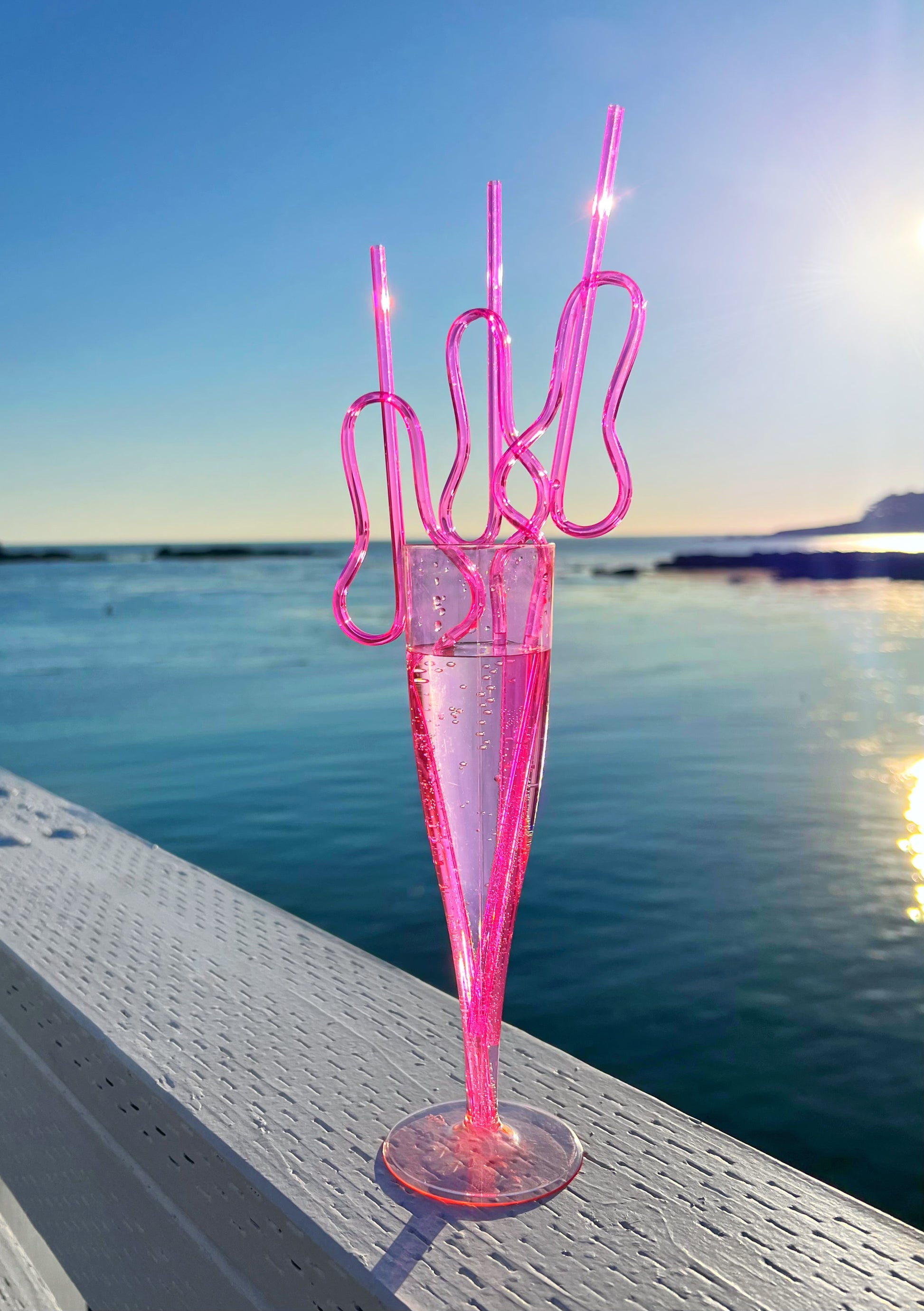 Decorative pink drinking straws