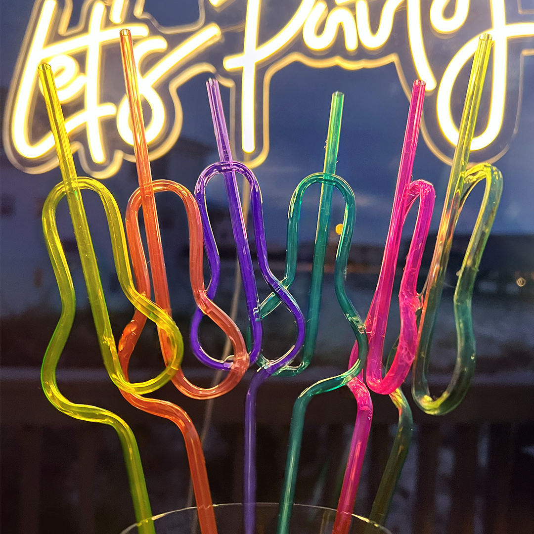 Rainbow bachelorette straws