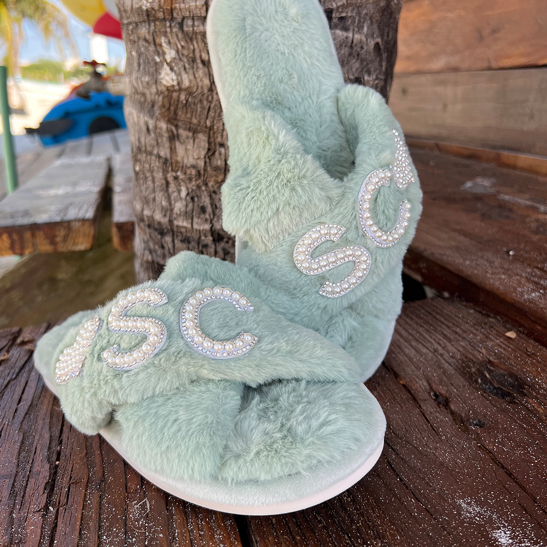 Elegant sage green lounging shoes