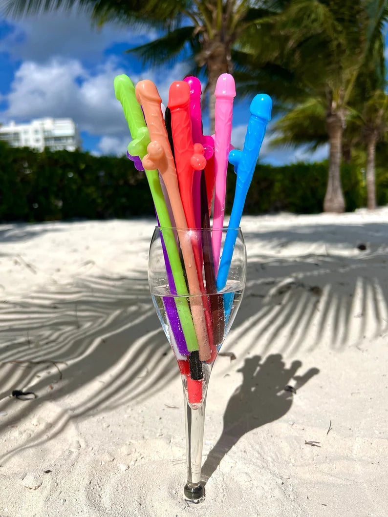 Humorous bachelorette party straws