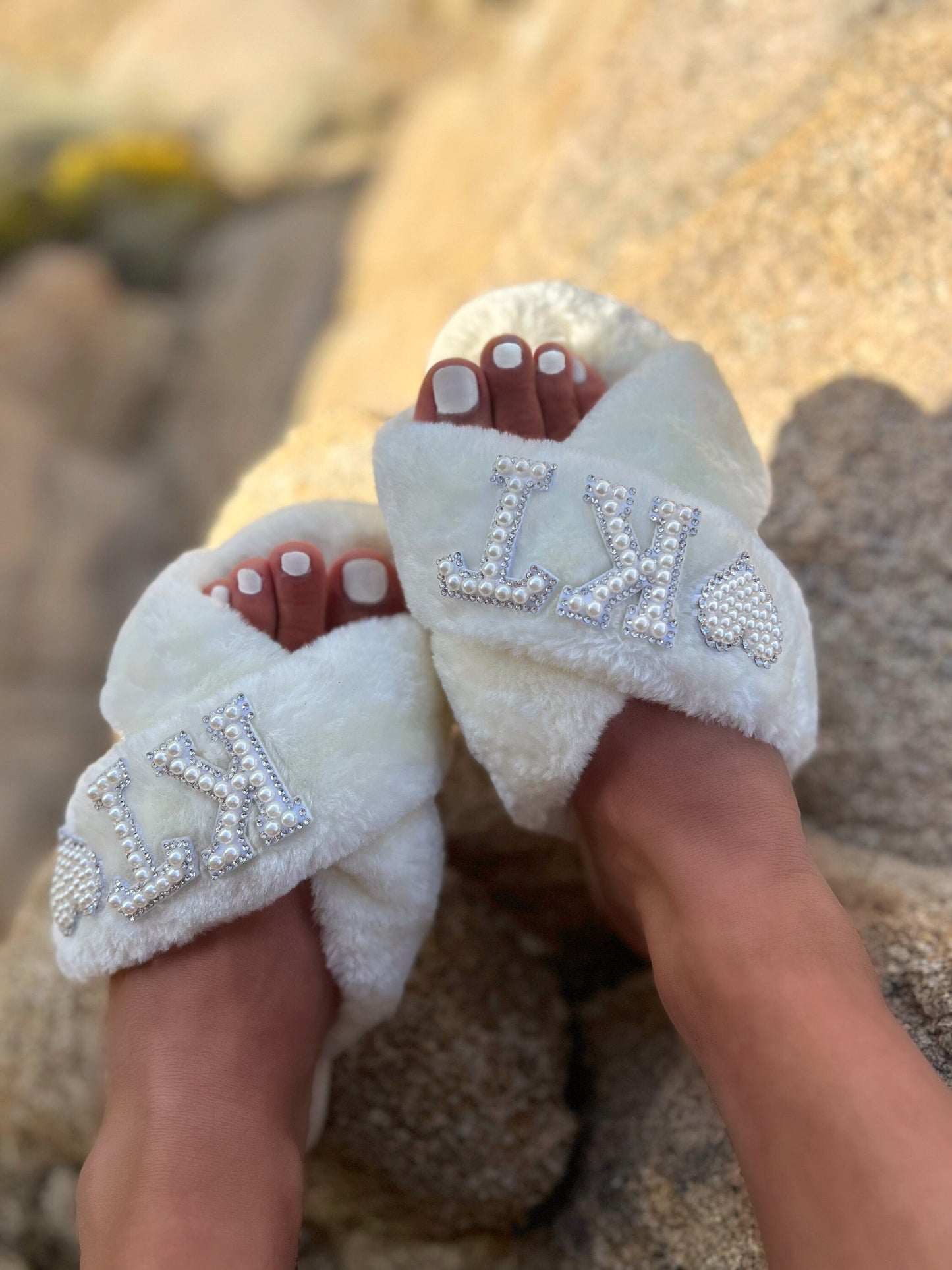Embroidered bridal slippers