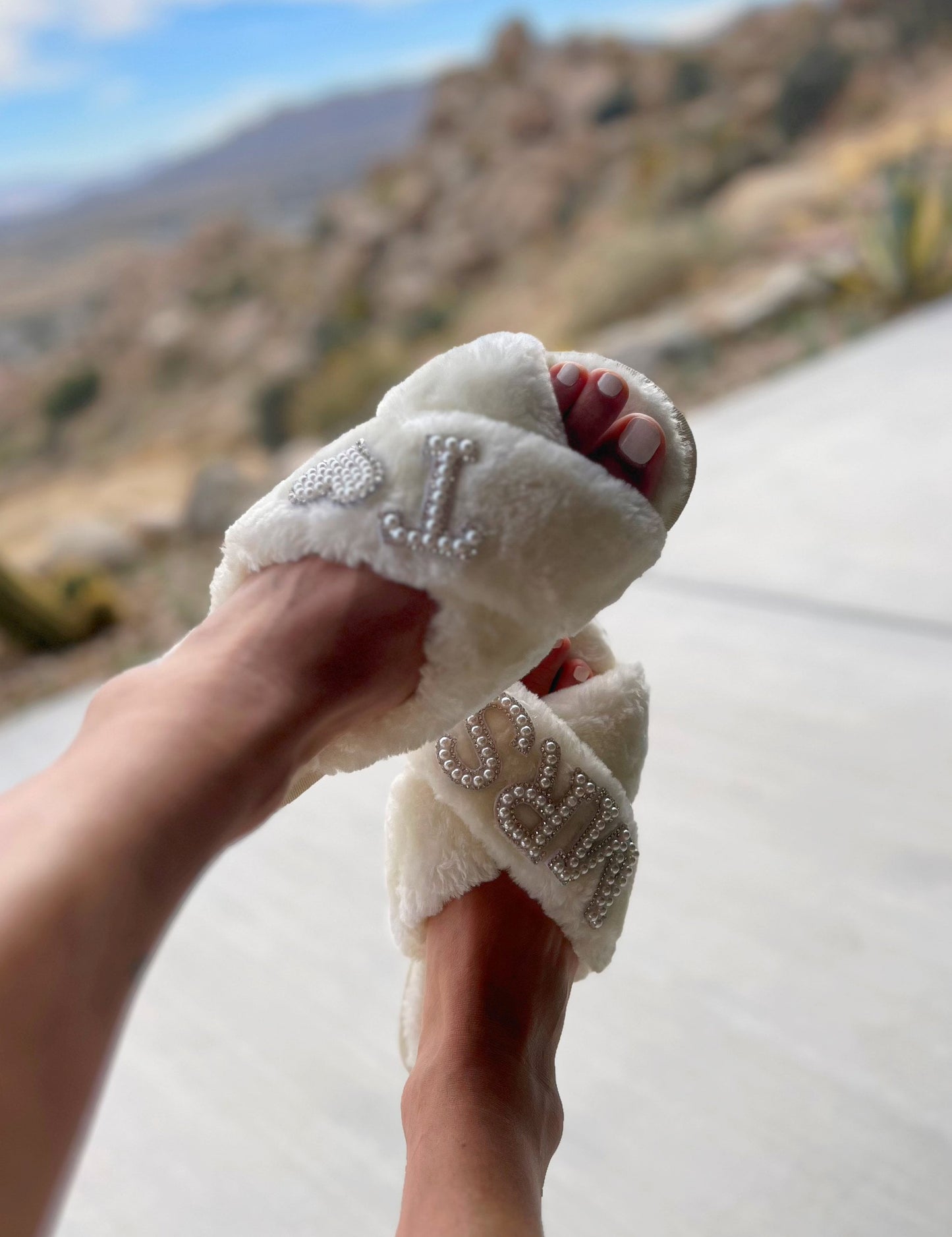 Cozy custom bridal slippers
