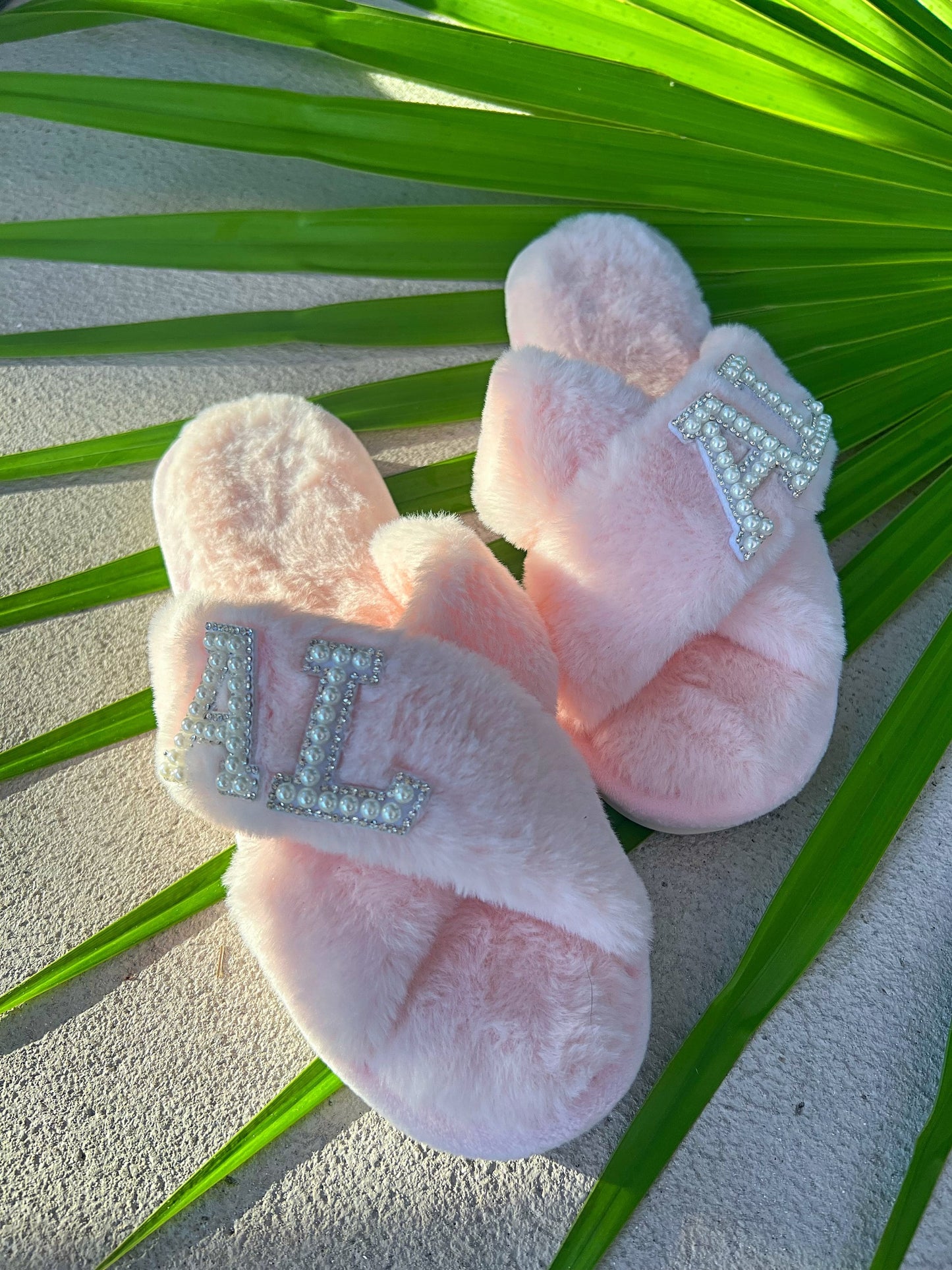 Luxury blush pink slippers