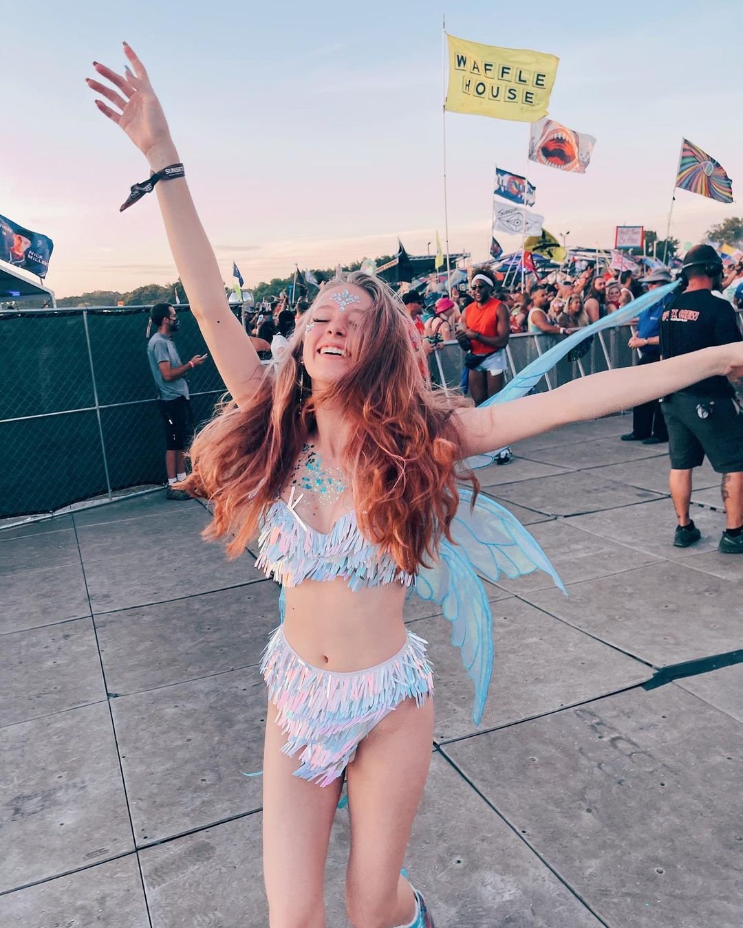 Holographic blue party outfit