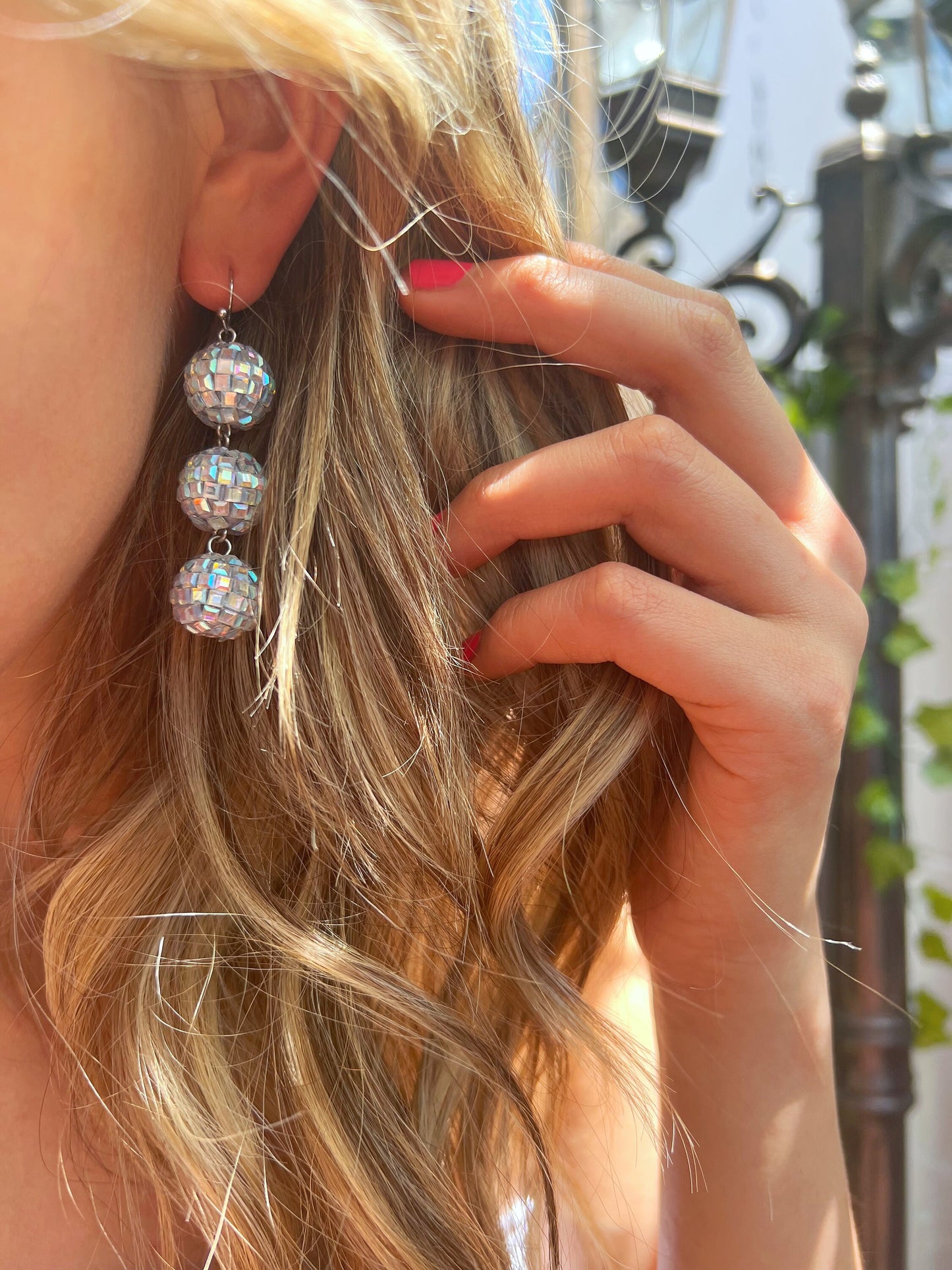 Glittery disco ball earrings